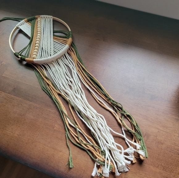 Beaded Macrame Boho Fringe Tassel Wall Art Hanging Decor - Picture 13 of 13